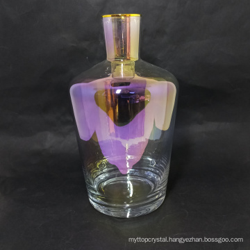 wholesale colored plating glass decanter with stopper